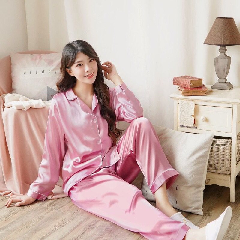 BAJU TIDUR PIYAMA SATIN LENGAN PANJANG CELANA PANJANG