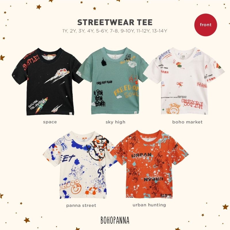 BOHOPANNA - STREETWEAR TEE - ATASAN BOHOPANNA - KAOS ANAK - BAJU ANAK