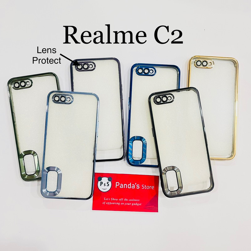 Softcase Realme C2 Lens Protector Circle Chrome Logo Clear Case