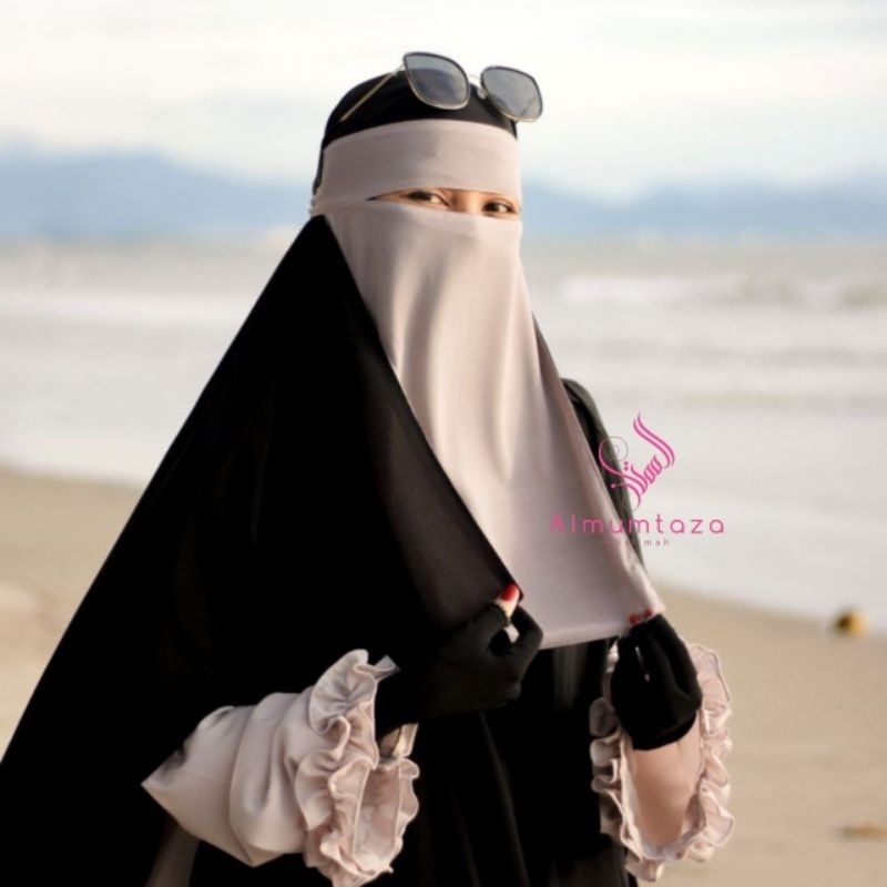 niqab bandana dua warna ceruty baby doll - Almumtaza Muslimah