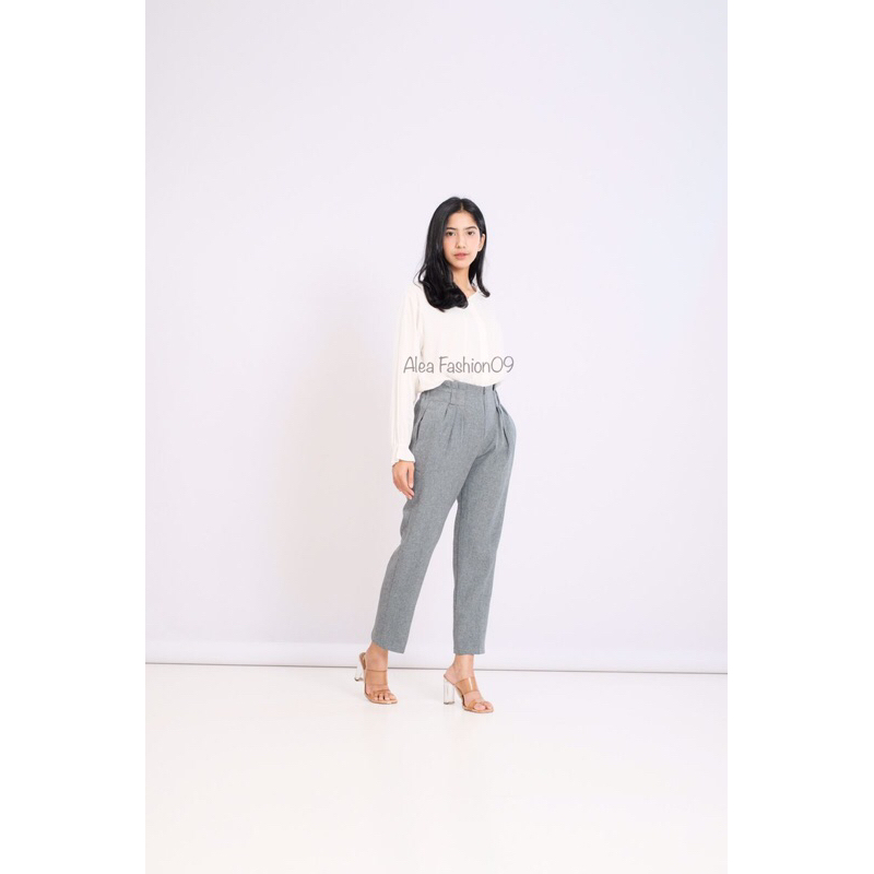 Celana Kerja Kantor Wanita / Celana Baggy Pants wanita pinggang rempel