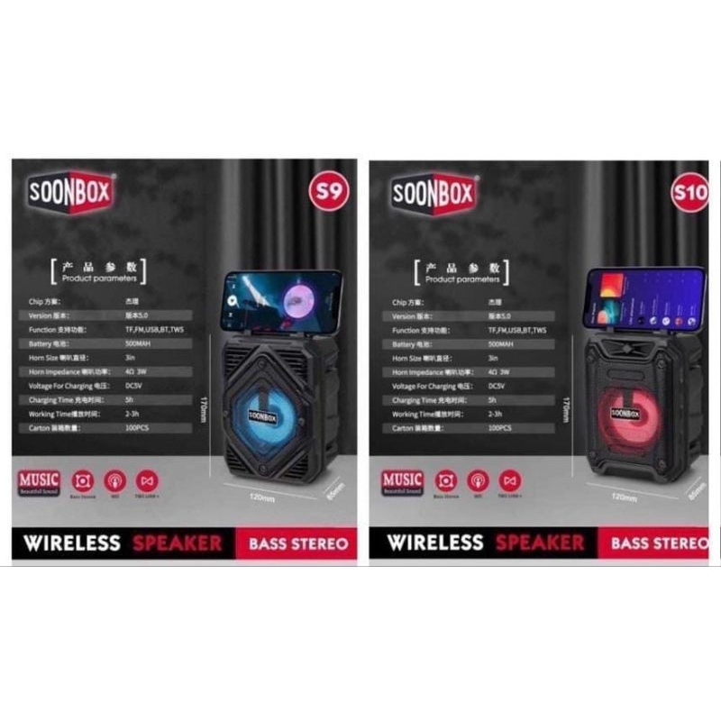 Speaker Extra Bass Soonbox S9, Extra Bass / Spiker Bluetooth Full Bass / Spiker  Soonbox Soundbarr