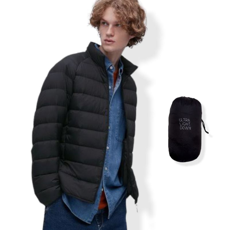 Jaket uniqlo ultralight down bulang hitam pocketable second