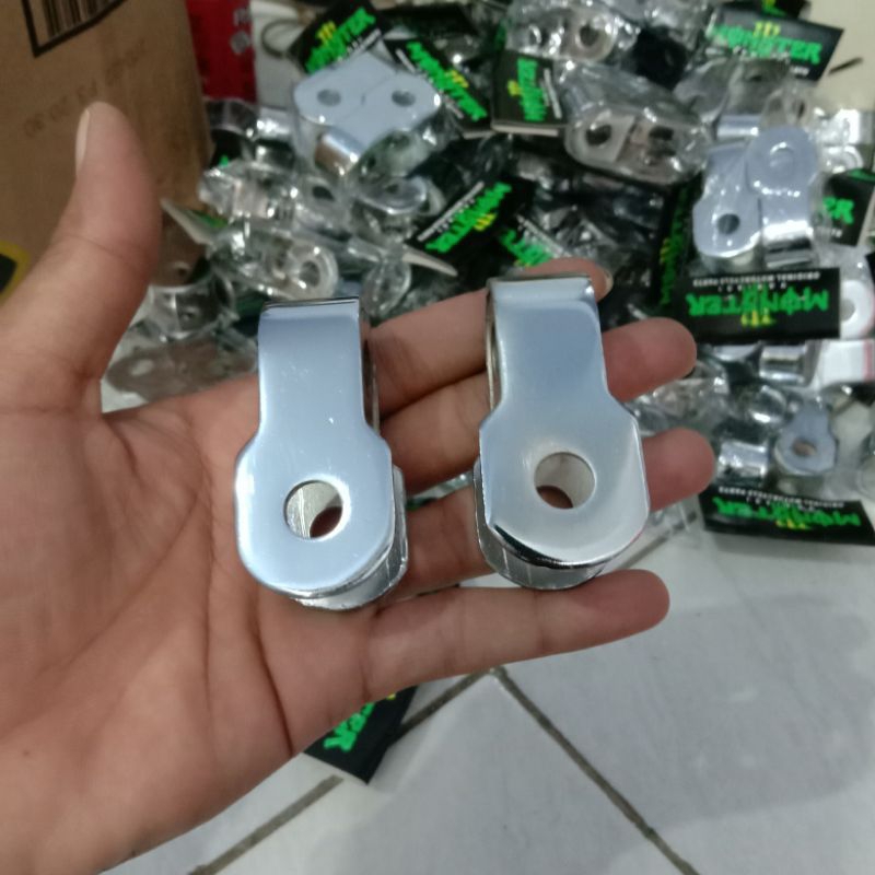 Pangkon Dudukan U shock sekok belakang besi chrome motor bebek universal