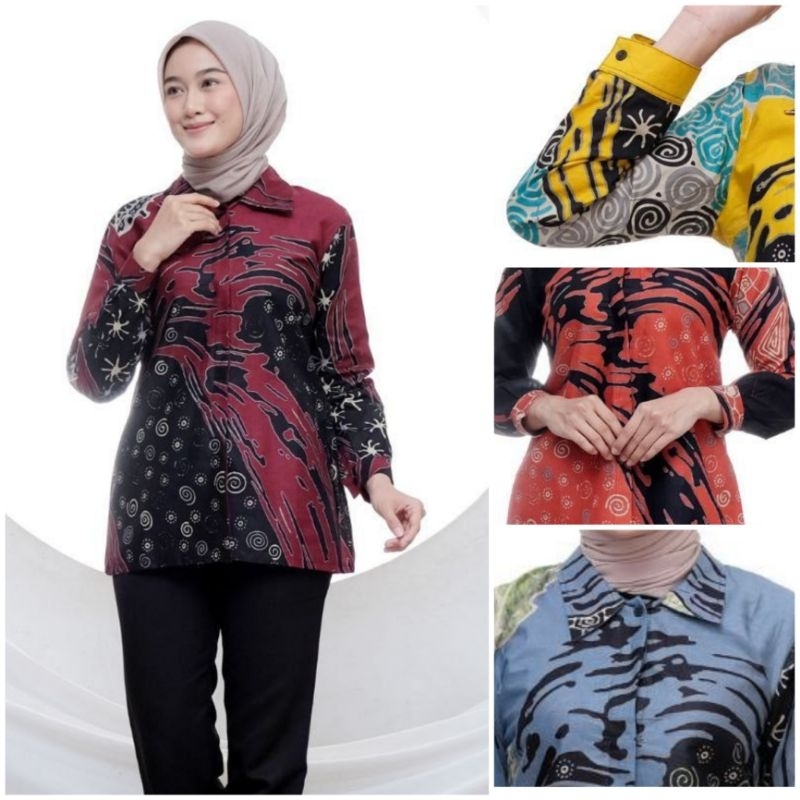 Atasan Batik Wanita Kemeja Batik Wanita Blouse Batik Wanita Kekinian New Motif