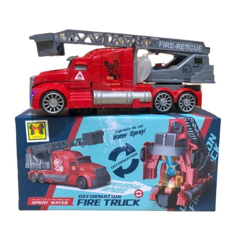 Mainan Anak Fire Truck Deformation B/O Mainan Fire truck pemadam baterai