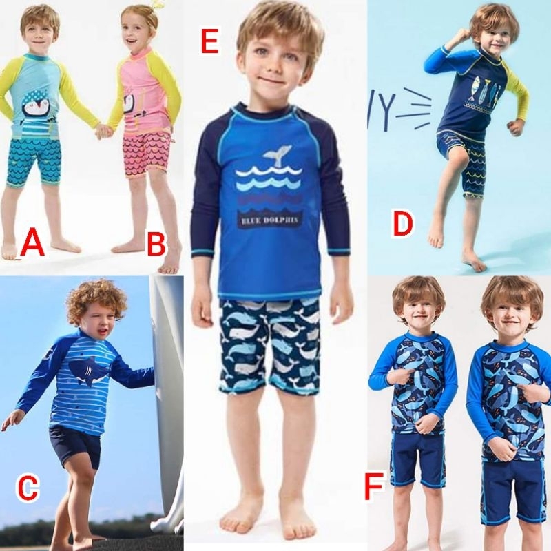 setelan baju renang anak laki laki dan perempuan import 1 tahun - 8 tahun setelan renang anak laki l