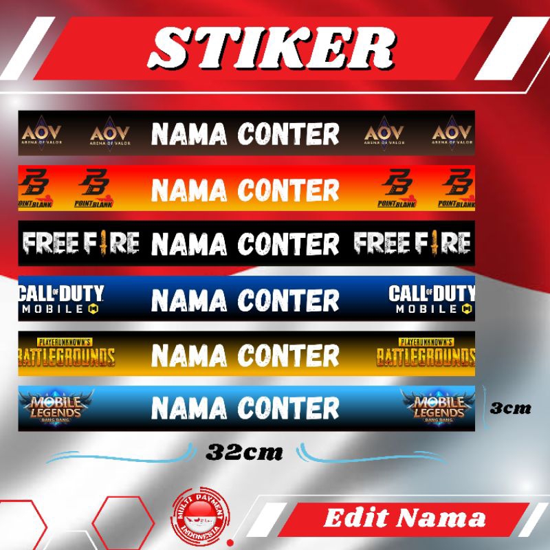 

STIKER VINYL ETALASE COUNTER LOGO GAMES BISA EDIT NAMA COUNTER ISI 15PCS