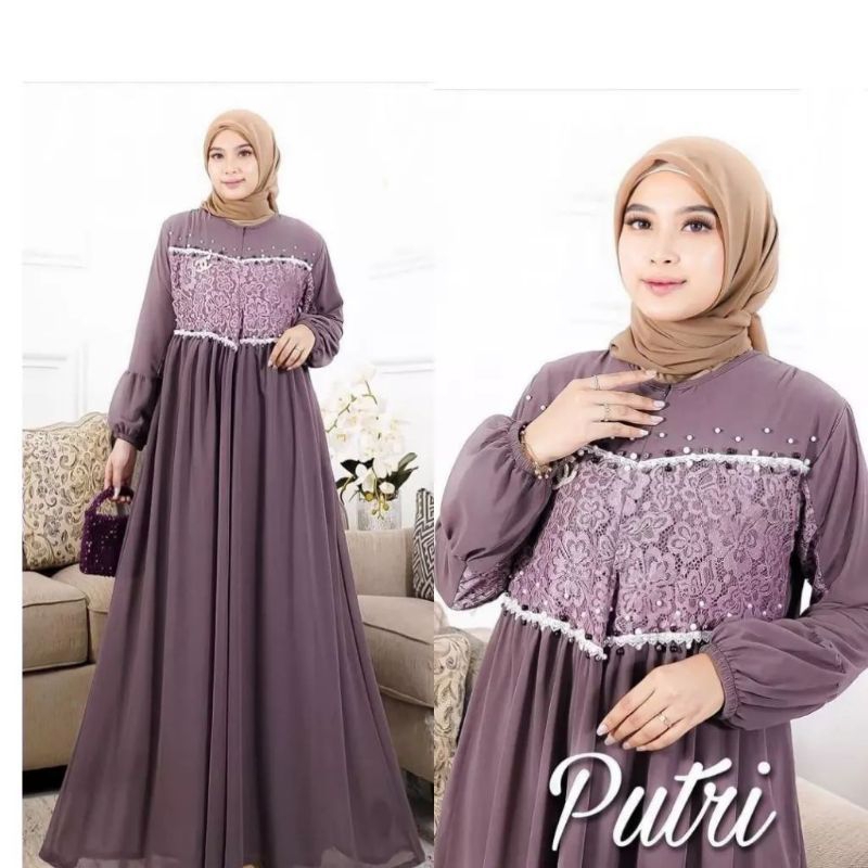 Gamis ceruty babydoll mix brukat dada // putri maxy dress