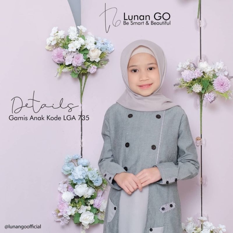 LGA 735 Dress LunanGo Bahan muscrepe Kombinasi denim dengan aksen dibagian dada Size M silver