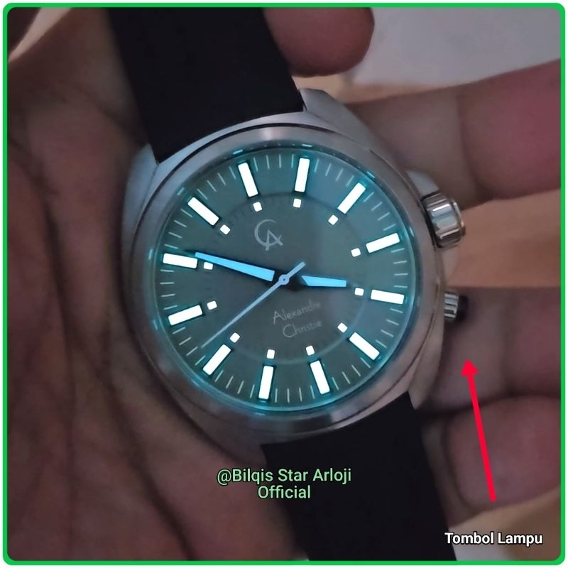 Alexandre Christie Led Ac 8631 MH Fosfor Case Silver Tali Karet Original