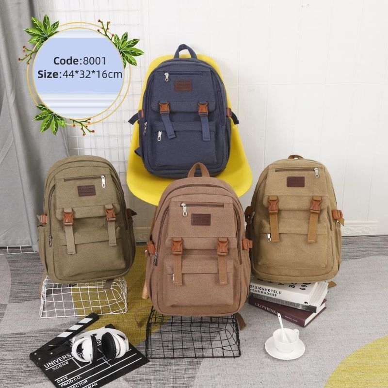 Tas ransel  pria wanita polo land tas punggung laptop casual import