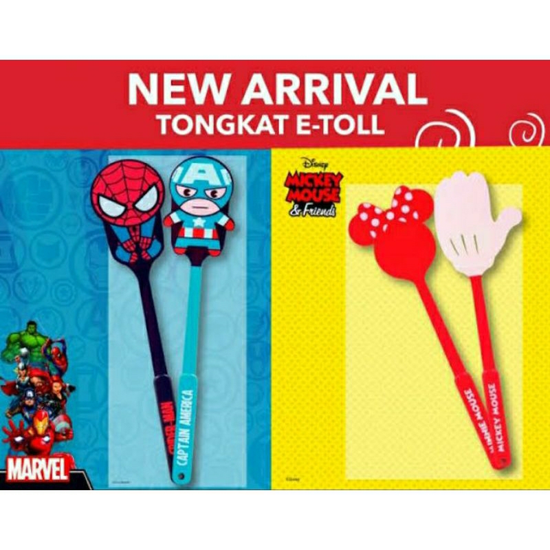 Tongkat E-Toll Disney Marvel AST Mickey Mouse/Mini Mouse/Spiderman/Captain America tongkat etoll luc