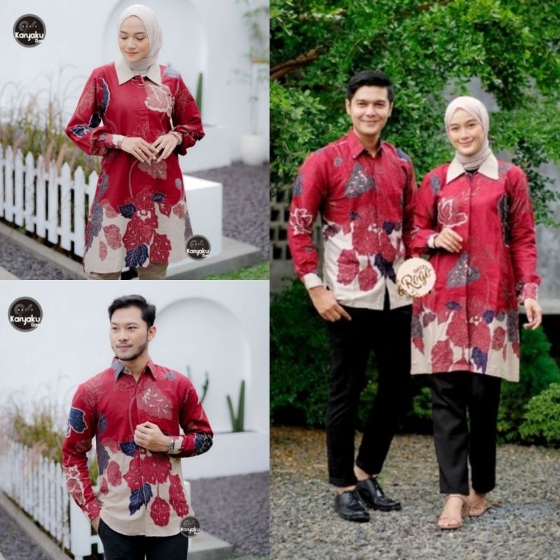 Tunik Batik Couple Kemeja Batik Pria Lengan Panjang Best Seller Kain Katun