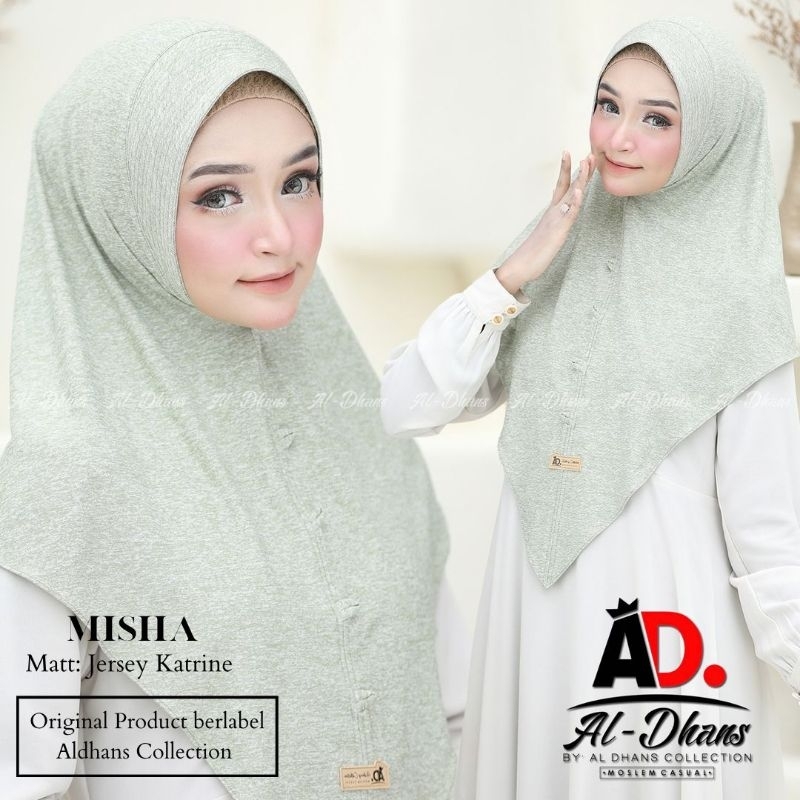 (Original Aldhans) MISHA •jilbab instan jersey katrine•hijab instan•bergo soft pet