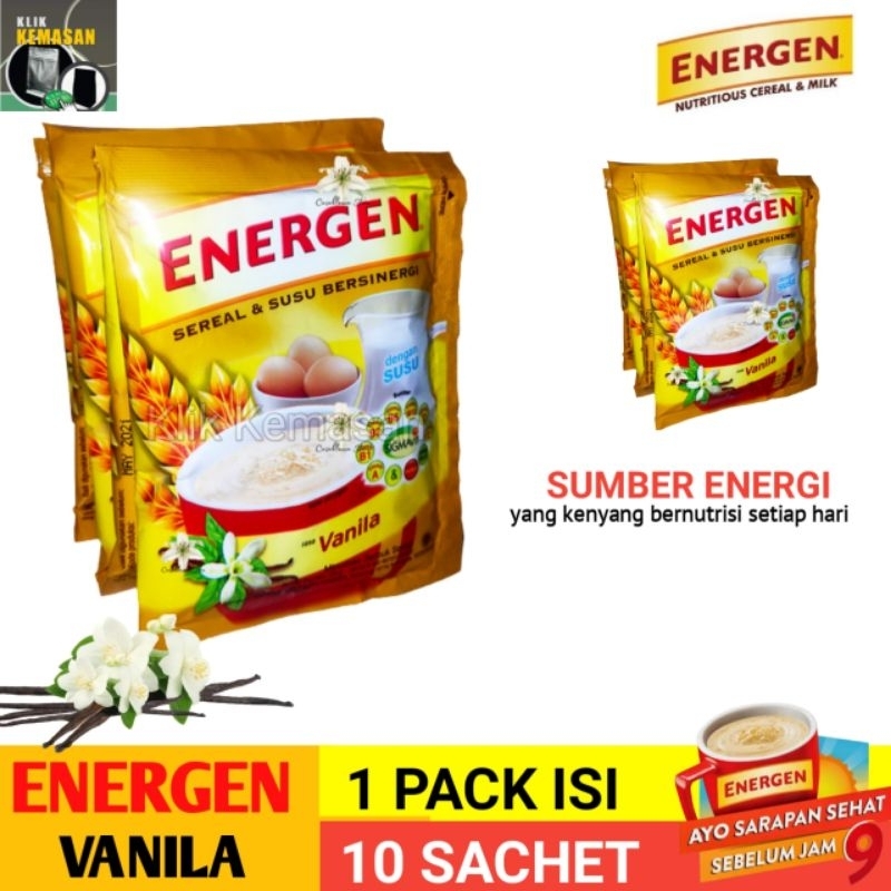 

Energen VANILA 32gram (10 sachet) sereal susu sarapan 1 Renceng isi 10