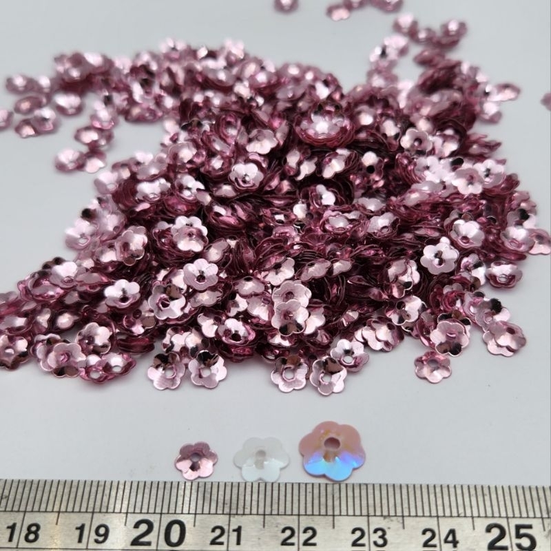 MOTE PAYET SEQUIN RAMBOCI bentuk SAKURA 8 MM - KILAU kualitas CANTIK per10gram