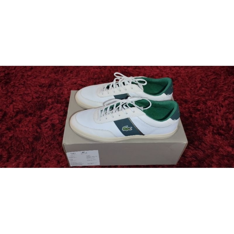 Sepatu LACOSTE Putih-Hijau Classic 100% Original .