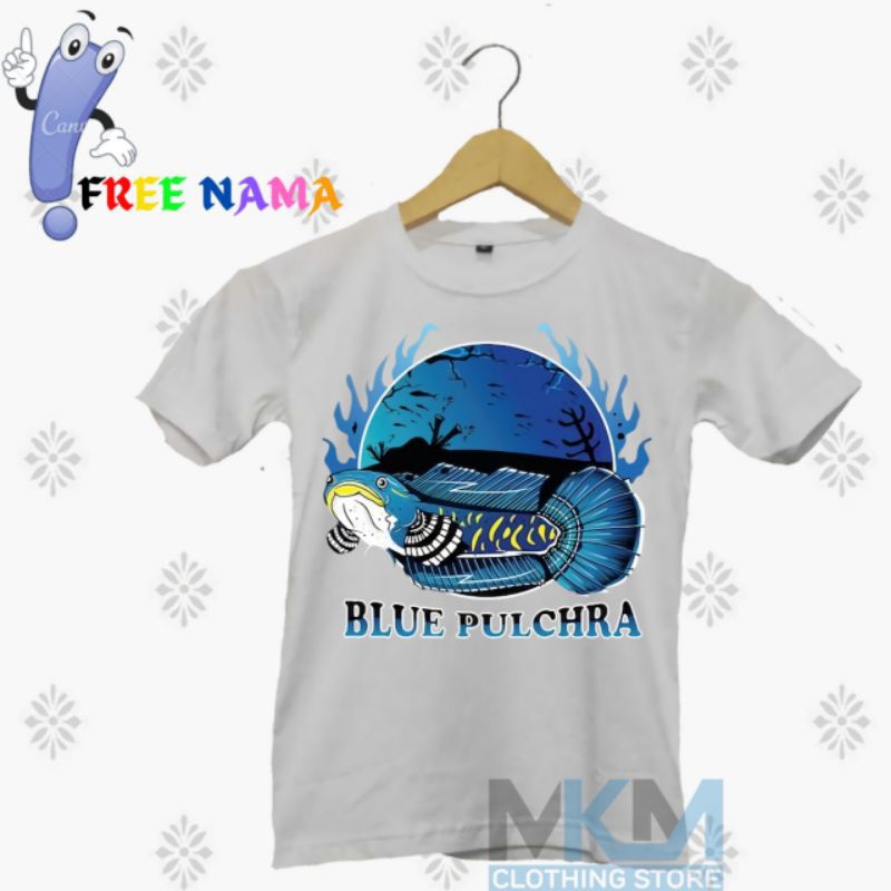 Kaos Anak Ikan Chana Blue Pulchra  | Kaos Anak Sablon DTF Laki laki dan Perempuan Terbaru dan Bisa C