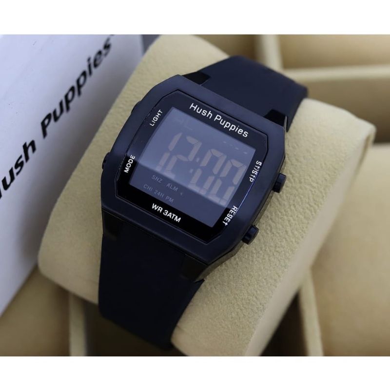 (Terima Cod)Jam Tangan Wanita Hushpuppies Sergi Digital New Anti Air Strap Rubber/Karet(Dikirim Jakarta)