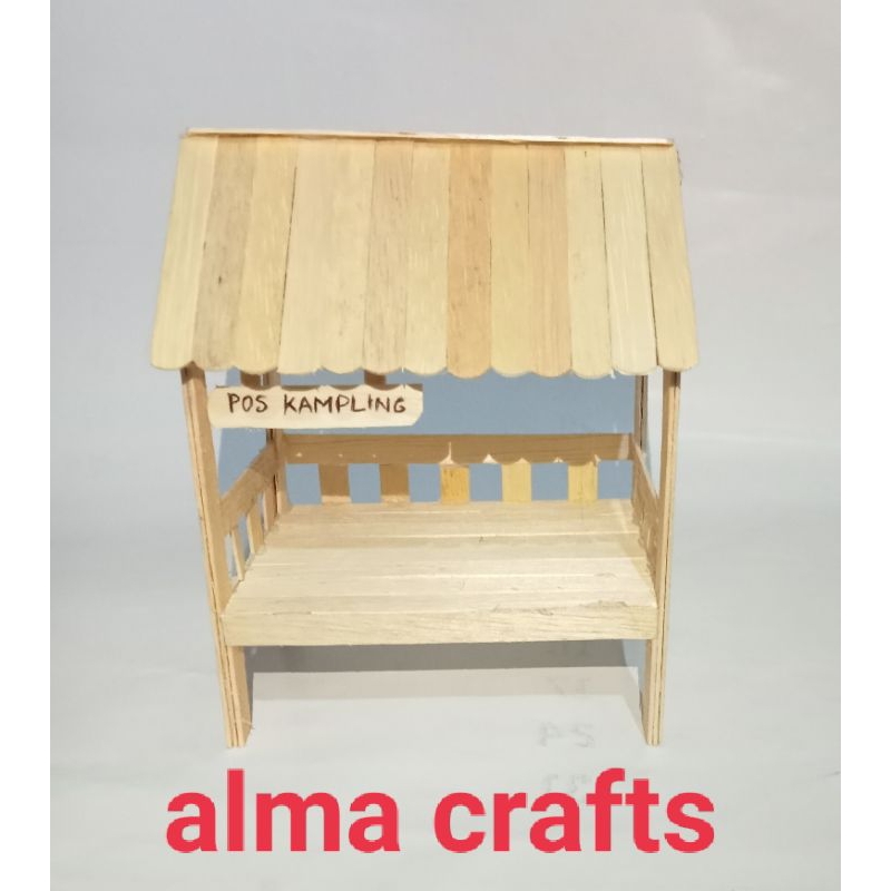 kerajinan/prakarya pos kampling/miniatur rumah/gubuk/stik es krim