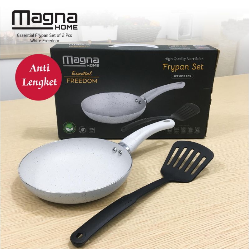 Panci Aluminium Anti Lengket Teflon 20 cm Wajan Fry Pan Putih Sedikit minyak kompor induksi gas mura