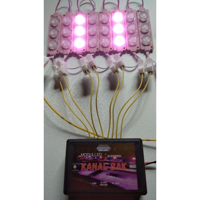 Modul Led lampu mobil 12v 24v kolong truck 8 chanel Pink / request warna