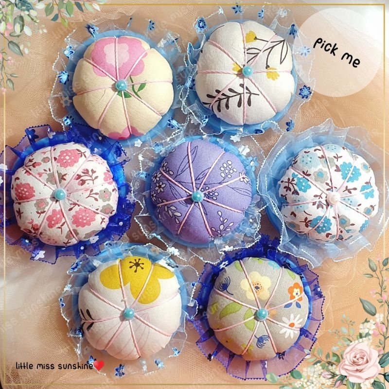 ☀️ Little Pumpkin Pin Cushion Pincushion isi Jarum pentul isi 100pcs+1 set peniti isi 10pcs Pastel Macaron Color Warna Soft Lembut Bantalan Pink Green Hijau Blue Biru Wadah Jarum Jahit Menjahit Cute Small Mini cupcake Grosir Termurah Little Miss Sunshine