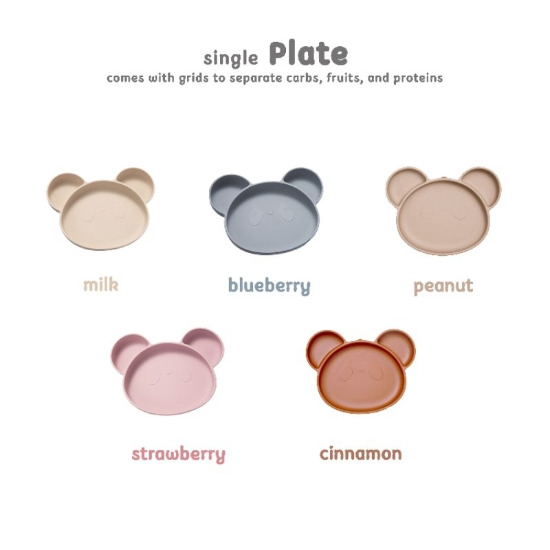 MUINIbebe Panda Silicone Plate / Piring Silikon / Piring Mpasi / Mangkok Silikon / feeding set
