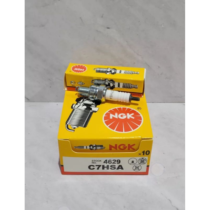 (Ganbaru) Busi C7HSA NGK honda (grand, supra) isi 10 kualitas OEM (ORIGINAL EQUIPMENT MANUFACTURING) | BUSI SPARK PLUG yamaha mio jupiter | SPAREPART MOTOR TERMURAH