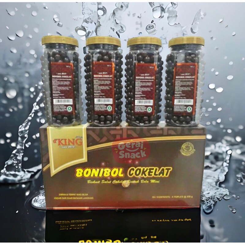 

DKing Megabol Bonibol 1 BOX isi 4 Toples Biskuit Salut Lapis Coklat Hitam
