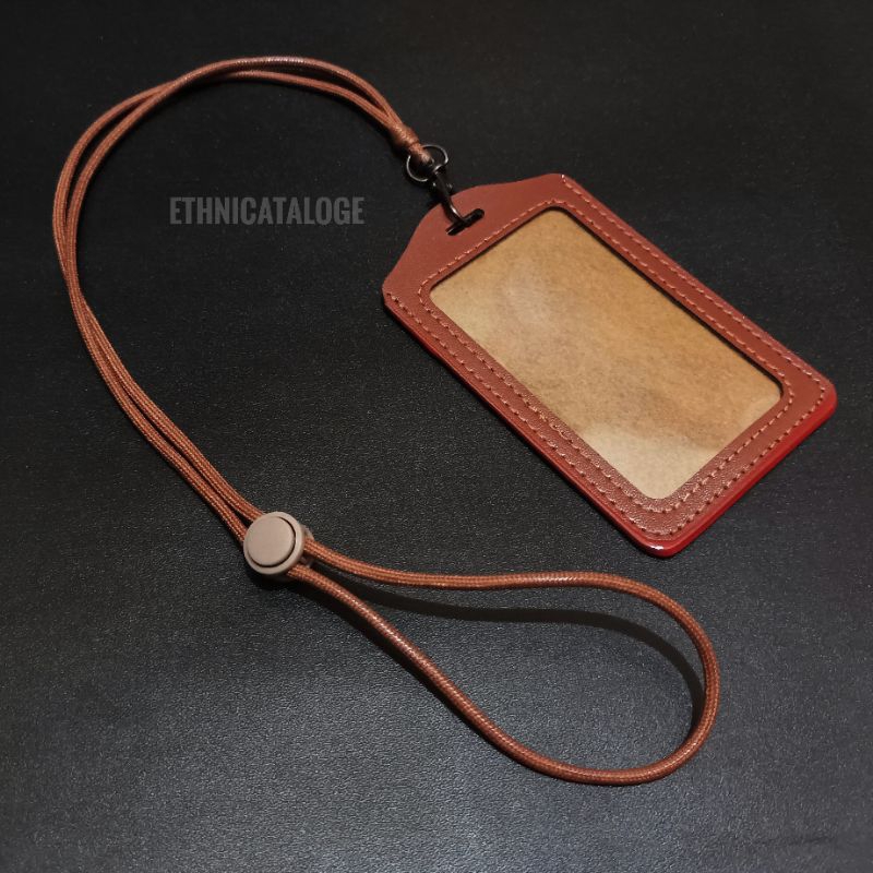 

LANYARD gantungan id card name tag holder tali premium coklat / id card strap holder