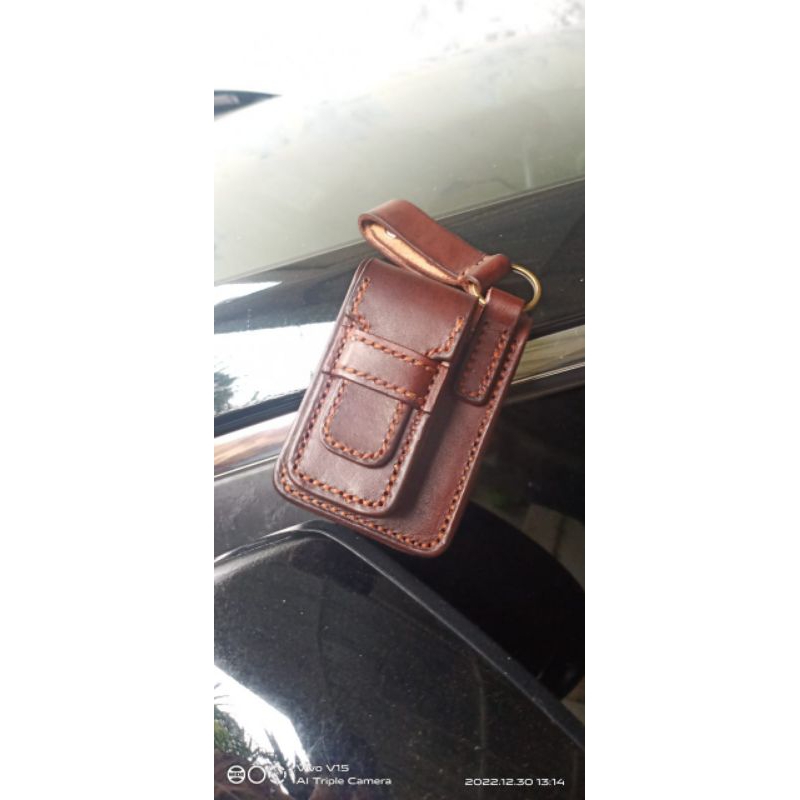 Tempat Rokok Plus Korek Tokay or Crickrt Bahan Kulit  Asli Jahit Tangan Manual