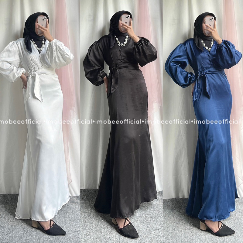 SHERINA LUXURY DRESS SATIN // GAMIS SATIN DUYUNG // DRESS LEBARAN PESTA MERMAID BALON