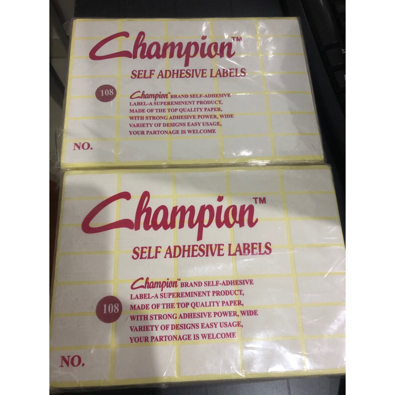 

Label Harga stiker nama Champion No 108