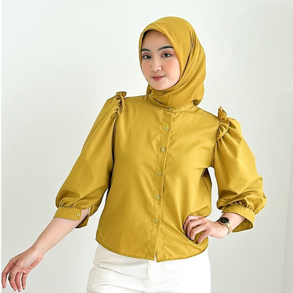 Zea Blouse hijab cotton shirt atasan wanita by Vanesha Wear