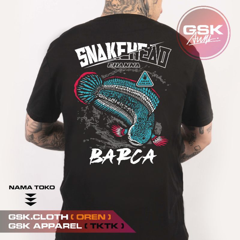 KAOS DISTRO CHANNA BARCA KEEPERS IKAN HIAS SNAKEHEAD PREDATOR FISH PRIA WANITA UNISEX