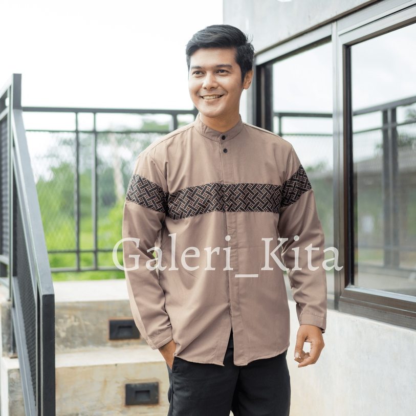 Baju Koko Pria Dewasa Lengan Panjang Warna Putih Hitam Maroon Navy Abu Hijau Army Model Terbaru Ukuran M L XL XXL XXXL Koko Kurta Bordir Lengan Pendek Matt Katun Premium