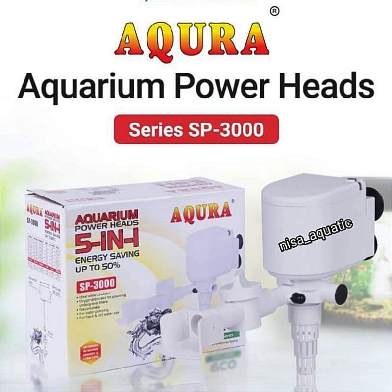 Pompa Celup AQURA SP-3000 5In1 Mesin Pompa Celup Filter Aquarium Kolam Submersible Pump PH 3000