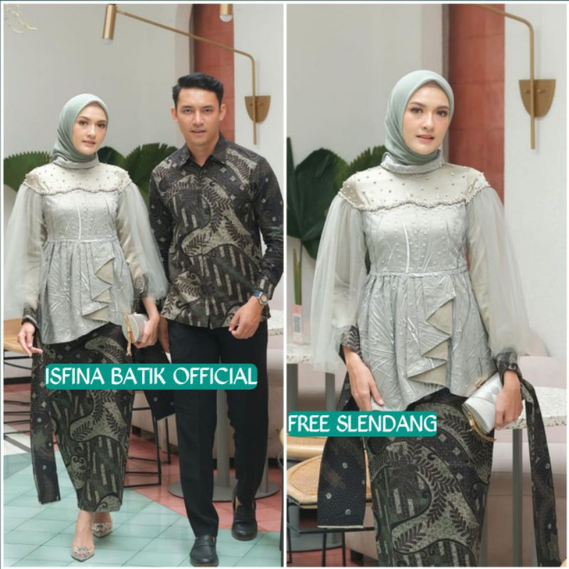 Couple Kebaya Modern Baju Wisuda Tunangan Lamaran Terbaru Baju Batik Brokat Couple vanilla