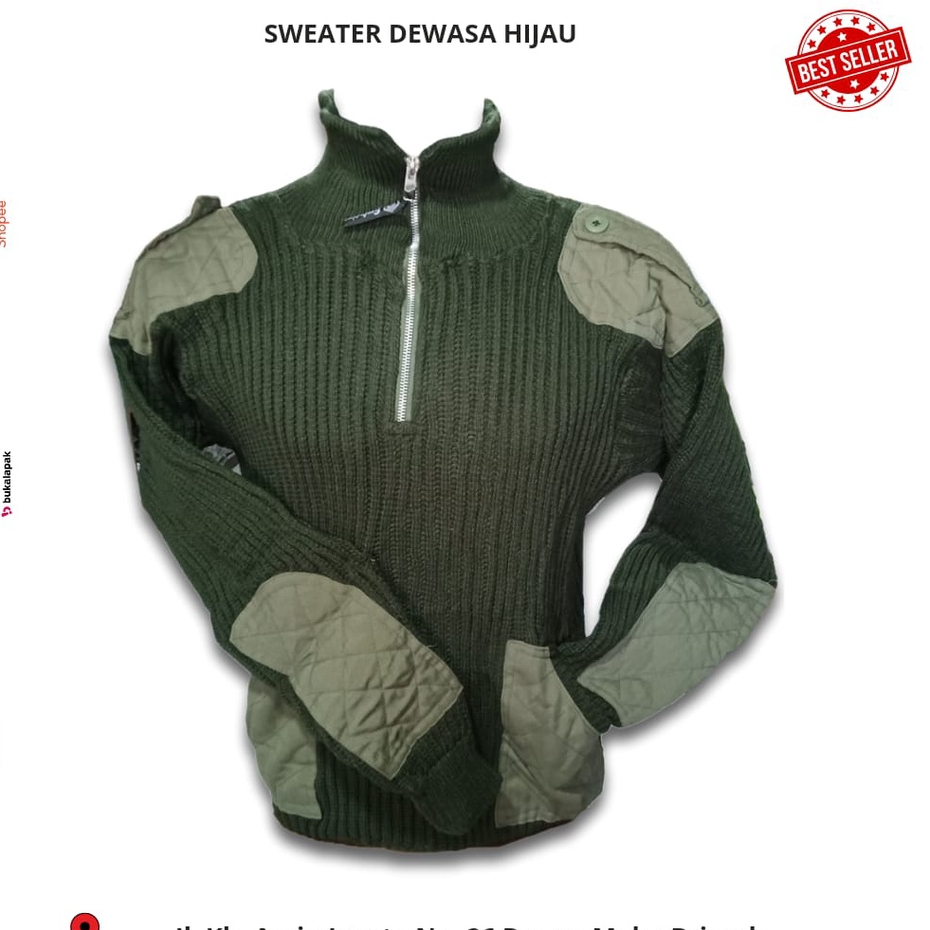 Sweater rajut hijau army pria wanita dewasa/jaket sweter army tactical  outdoor