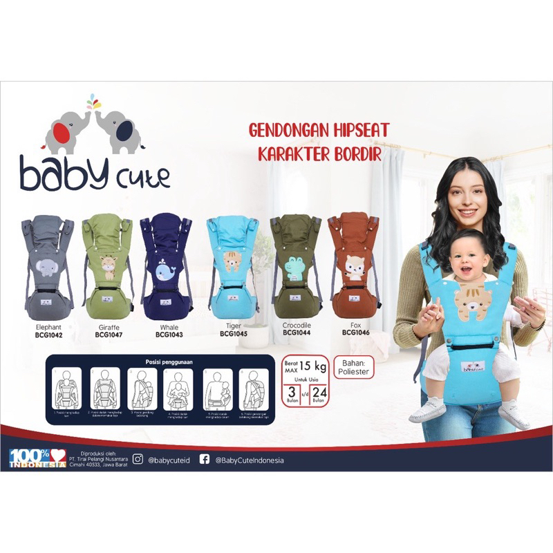 BABY CUTE Gendongan Hipseat Karakter Bordir 6 in 1