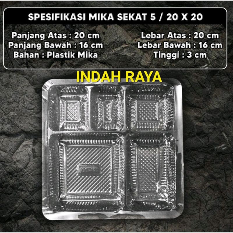 NASI KOTAK SEKAT Uk 20 x 20 / MIKA SEKAT 5 NASI BOX TRAY ISI 50 PCS