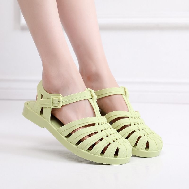 Meisha double strip/ jelly shoes dewasa/sandal jelly wanita/sandal karet anti slip/sandal kekinian korea/jelly shoes import/sepatu sandal slippers/sepatu sandal couple mom and kids