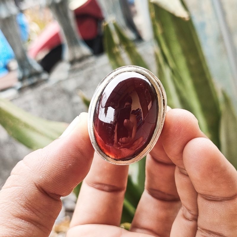 CINCIN BATU PERMATA NATURAL HESSONITE GROSSULAR GARNET KODE 02421