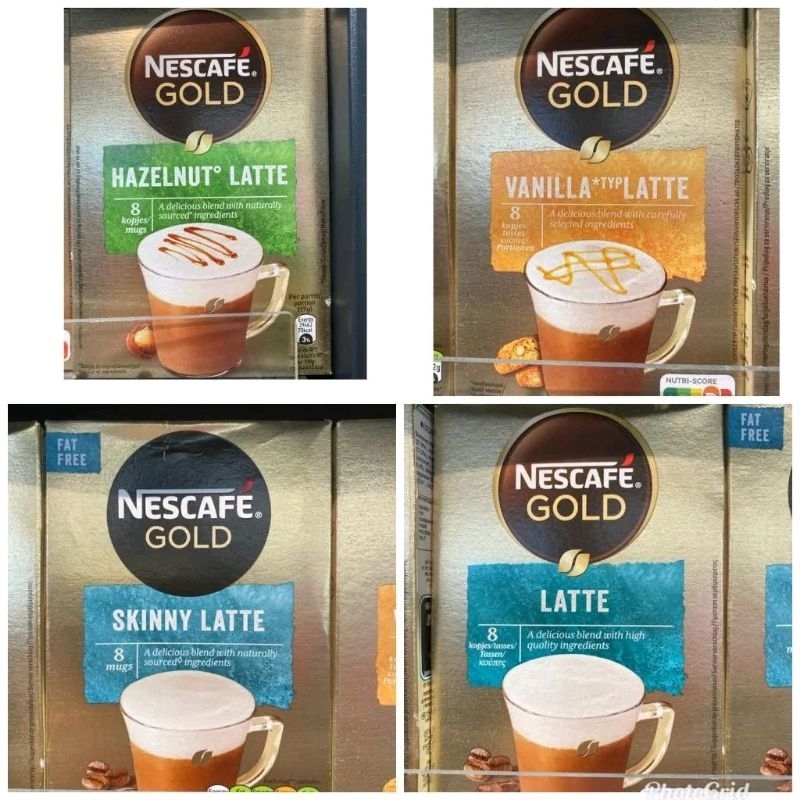 

NesCafe Gold 8mugs Vanilla latte, HazelnutLatte, SkinnyLatte