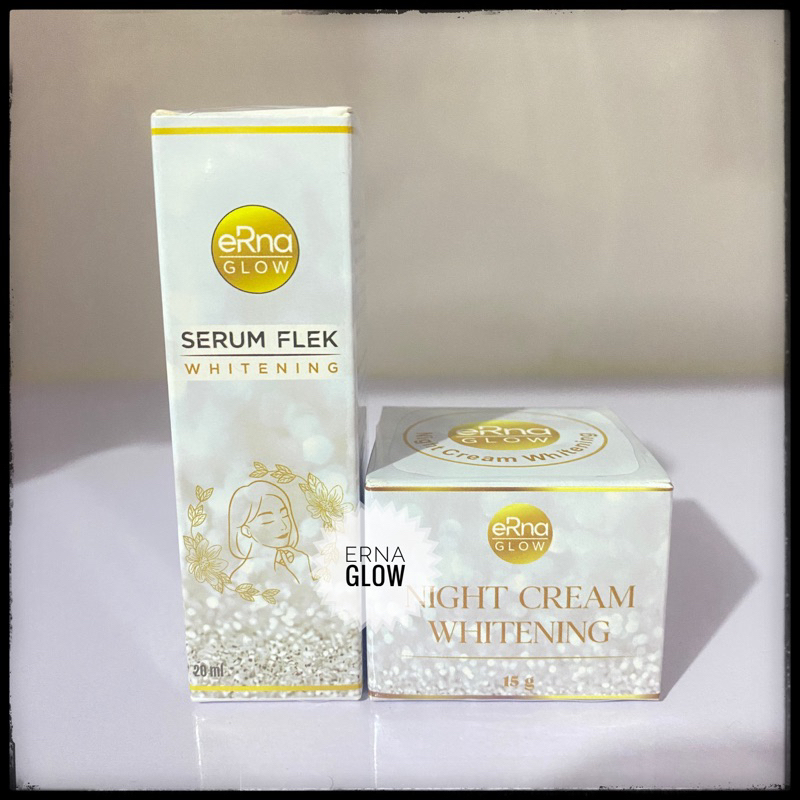 Erna Glow Whitening Paket Cream Erna Glow Whitening + Serum Flek Whitening Erna Glow Bpom