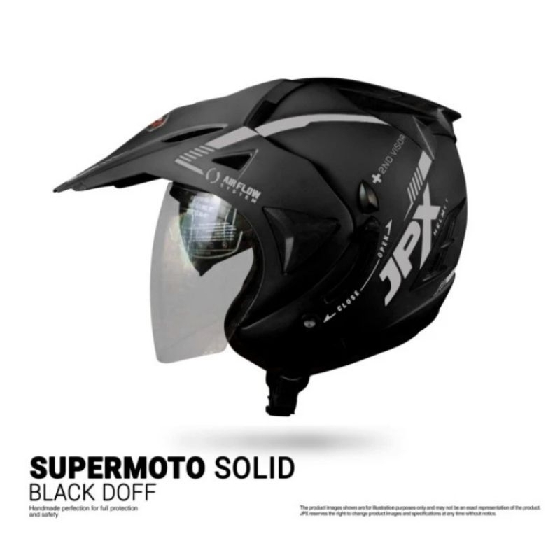 Helm supermoto JPX Solid Hitam