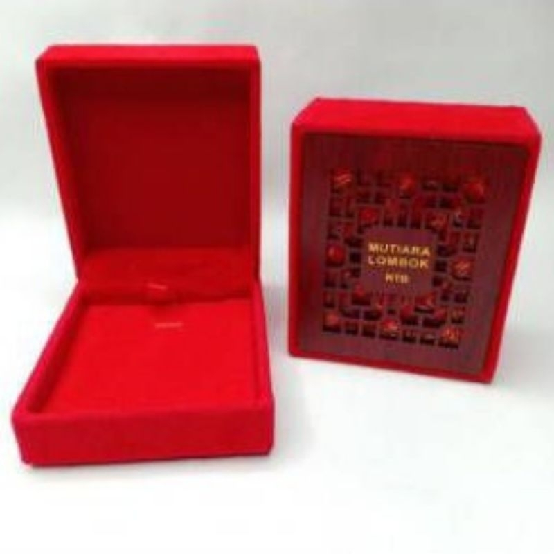 kotak set perhiasan bludru mutiara lombok