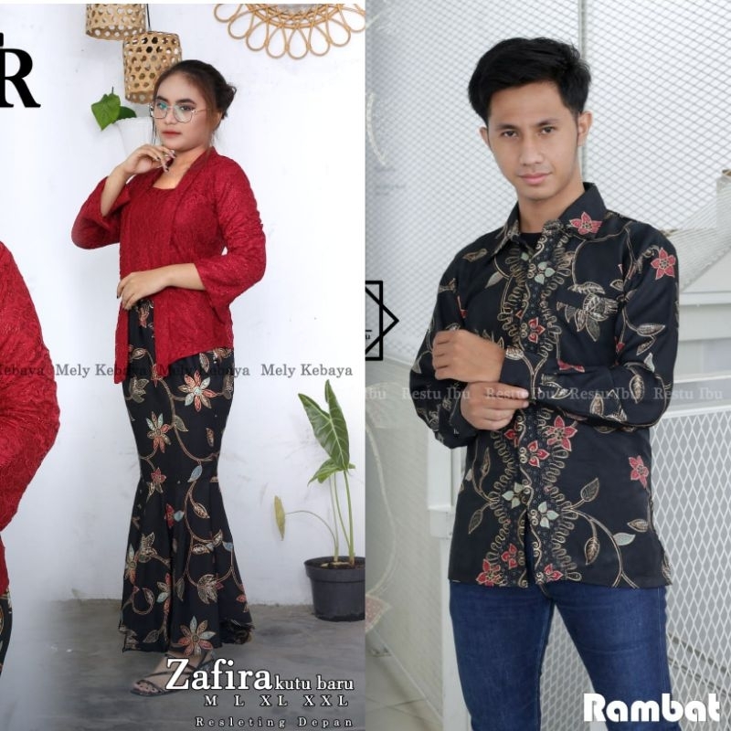 Kebayashopp - couple kebaya kutubaru rok duyung kemeja panjang/couple sarimbit keluarga/kebaya tunangan/couple termurah/ couple kebaya wisuda